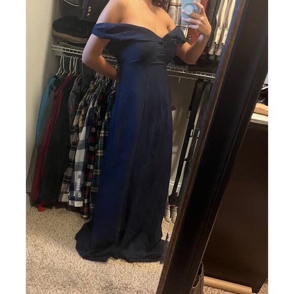 Show me Your Mumu Zurich knot gown in rich navy stretch crepe NWOT - Picture 5 of 9